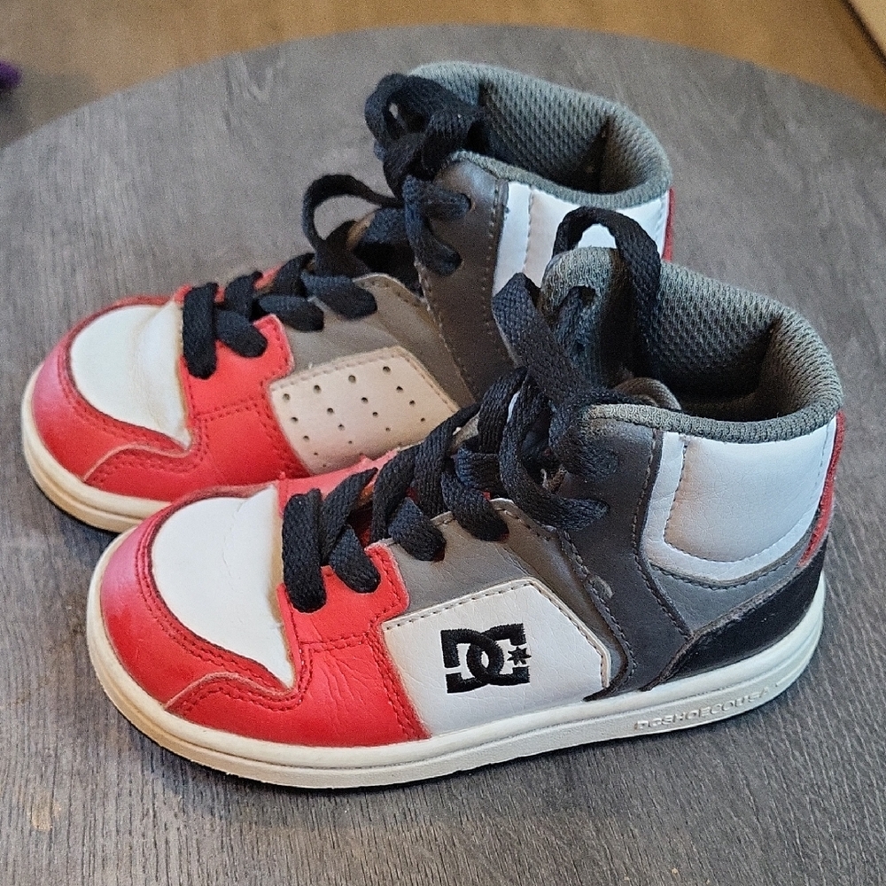 DC Kids Red, Black, and Gray Sneakers